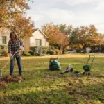 Wide editorial photograph for an article about fall lawn care mistakes in Austin.